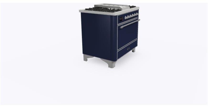 Ilve UM09FDQNS3MBC Natural Gas In Midnight Blue W/ Chrome Trim