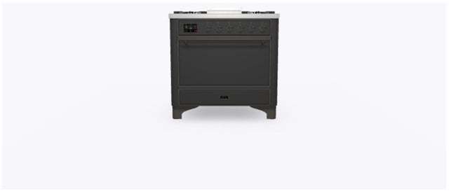 Ilve UM09FDQNS3MGBLP 36" Dual Fuel Freestanding Range w/ 6 Sealed Burne...