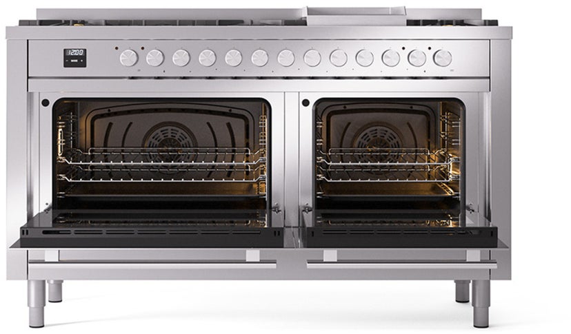 Ilve UP60FQMPSS Professional Plus 60 Inch Dual Fuel Range with 9 S...