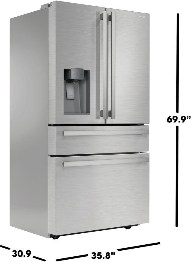 Sharp SJG2254FS 36 Inch 21.6 Cu. Ft. Freestanding French Door Refr...