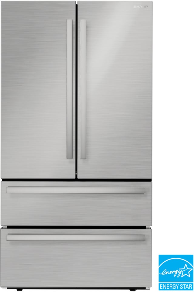 Sharp SJG2351FS 36 Inch French 4-Door Counter Depth Refrigerator w...