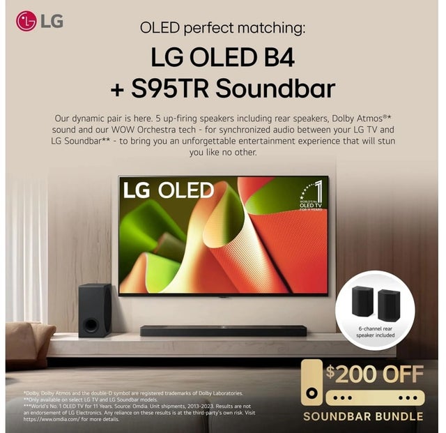 LG Electronics OLED83B4PUA LG Electronics 83" 4K UHD 120 Hz Smart OLED EVO TV...