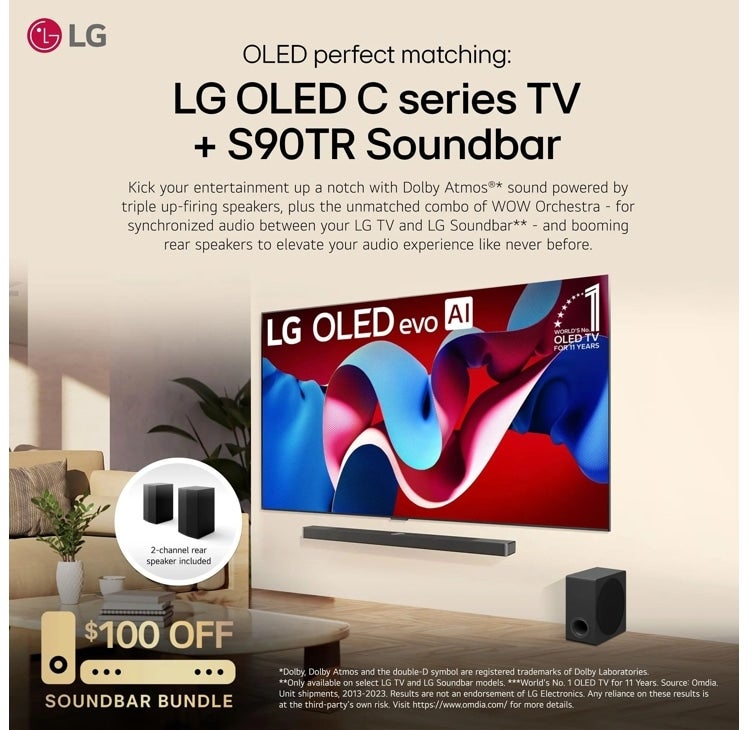 LG Electronics OLED65C4PUA 4K UHD 120 Hz Smart OLED EVO C4 Series TV with web...