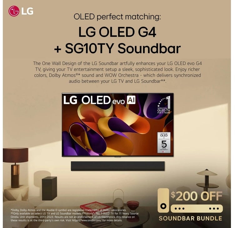 LG Electronics OLED65G4SUB 4K UHD 120 Hz Smart OLED EVO TV W/ A11 Intelligent...