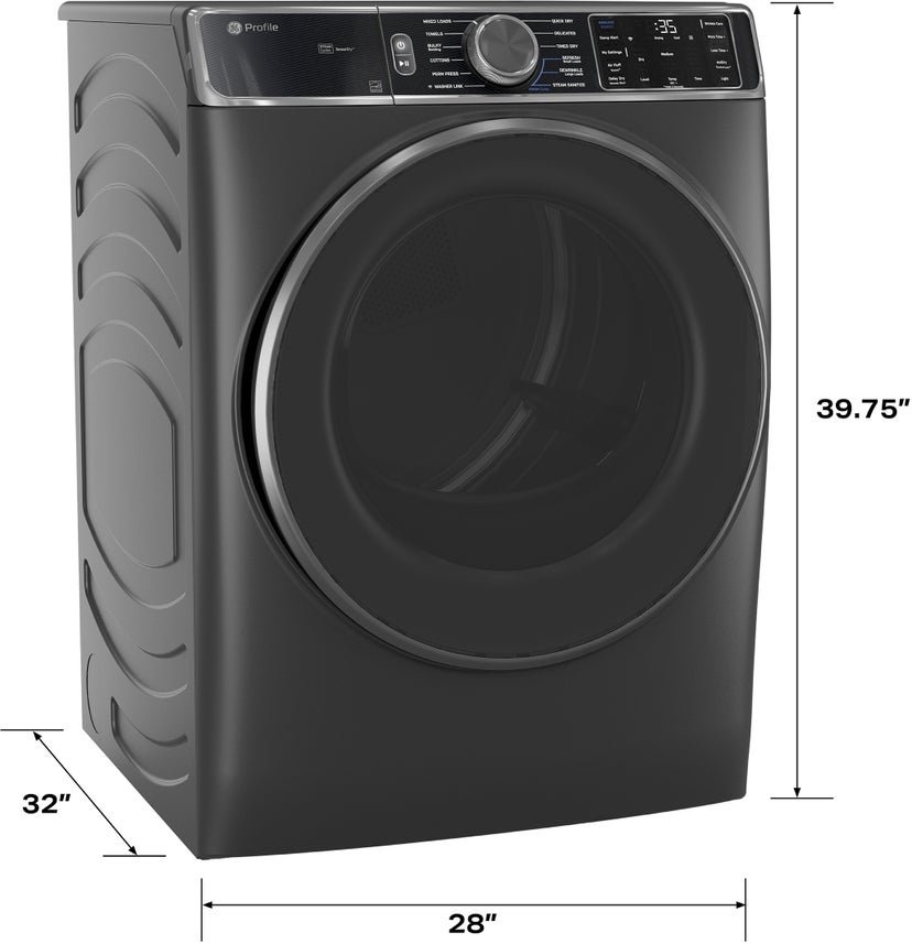 GE PFD95ESPWDS 28 Inch Smart Front Load Electric Dryer with 7.8 c...