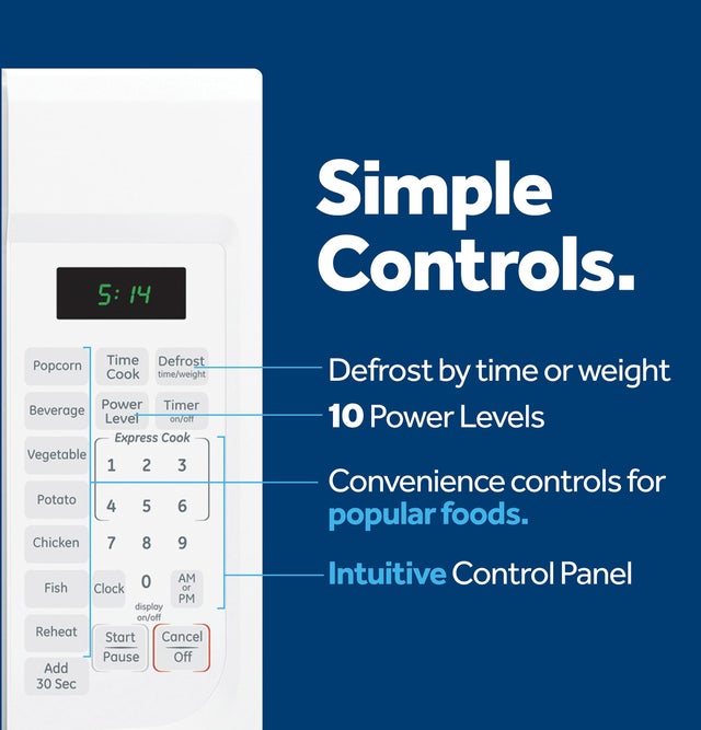 GE GCST14S1WWW 1.4 Cu. Ft. Countertop Microwave Oven: White on Wh...