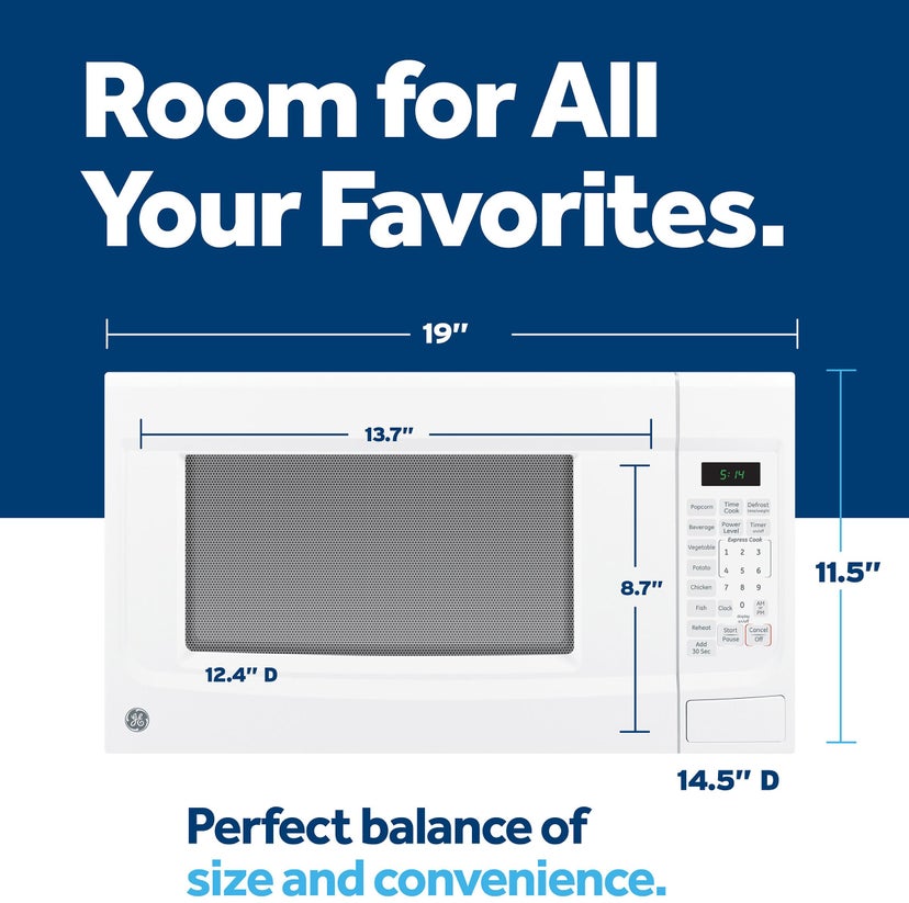 GE GCST14S1WWW 1.4 Cu. Ft. Countertop Microwave Oven: White on Wh...