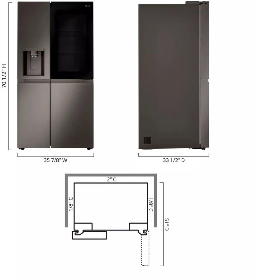 LG LRSOS2706D 36 Inch Freestanding Side by Side Smart Refrigerat...