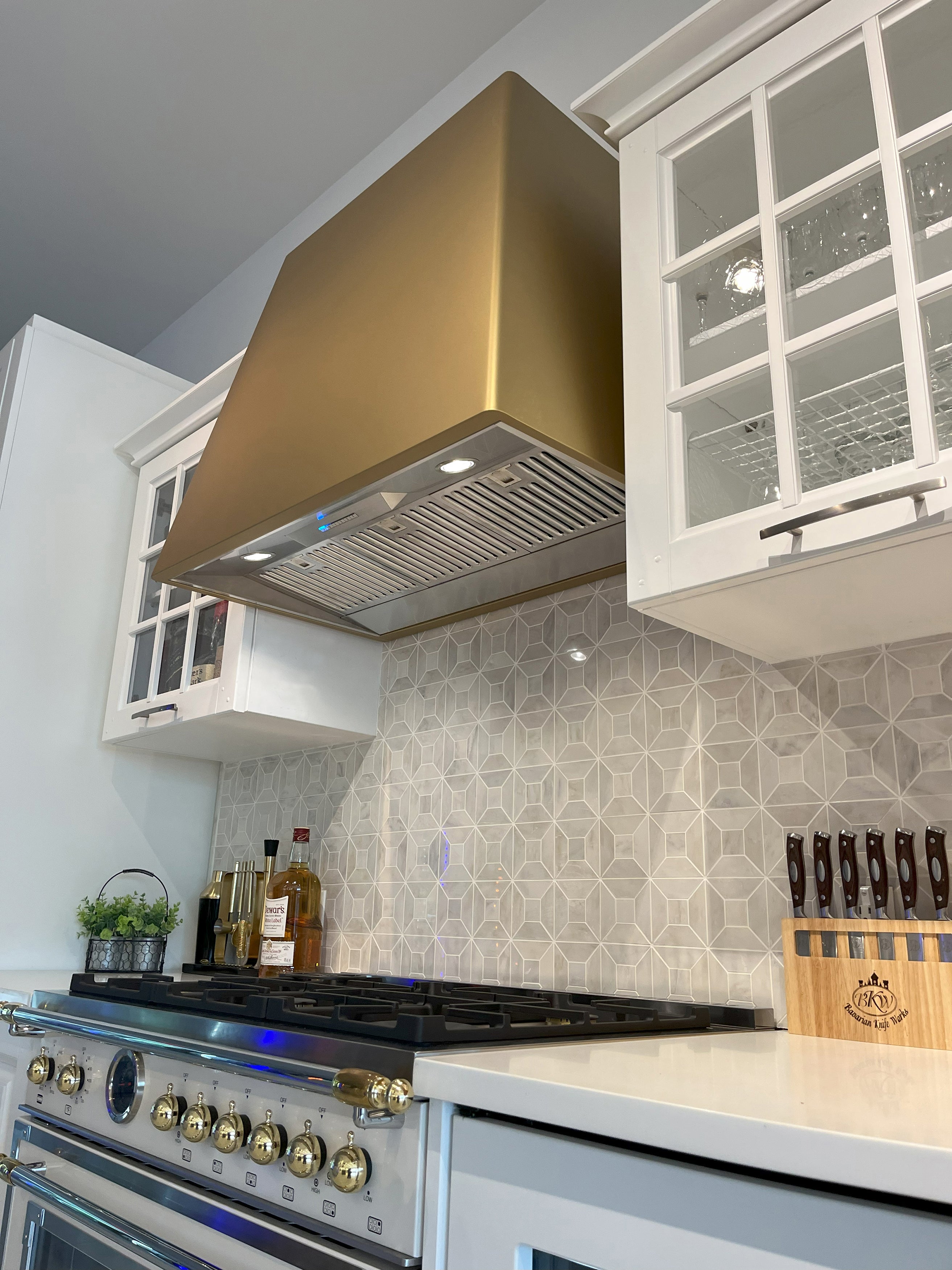 XO XOVD148SG Wall Mount Range Hood Liner Satin Gold | Plesser's