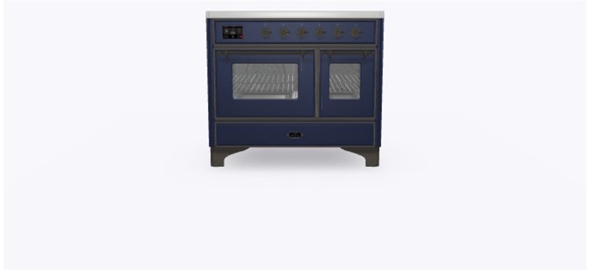 Ilve UMDI10NS3MBB 40" Freestanding Electric Induction Range w/ 6 Ele...