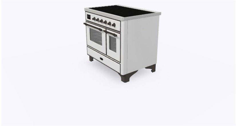 Ilve UMDI10NS3WHB 40" Freestanding Electric Induction Range w/ 6 Ele...