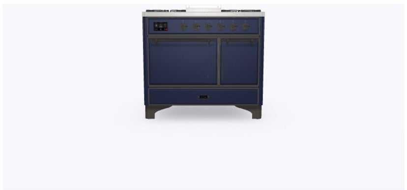 Ilve UMD10FDQNS3MBB 40" Dual Fuel Freestanding Range w/ 6 Sealed Burne...