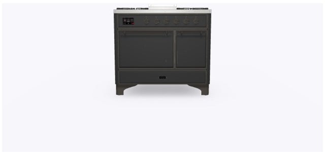 Ilve UMD10FDQNS3MGB 40" Dual Fuel Freestanding Range w/ 6 Sealed Burne...