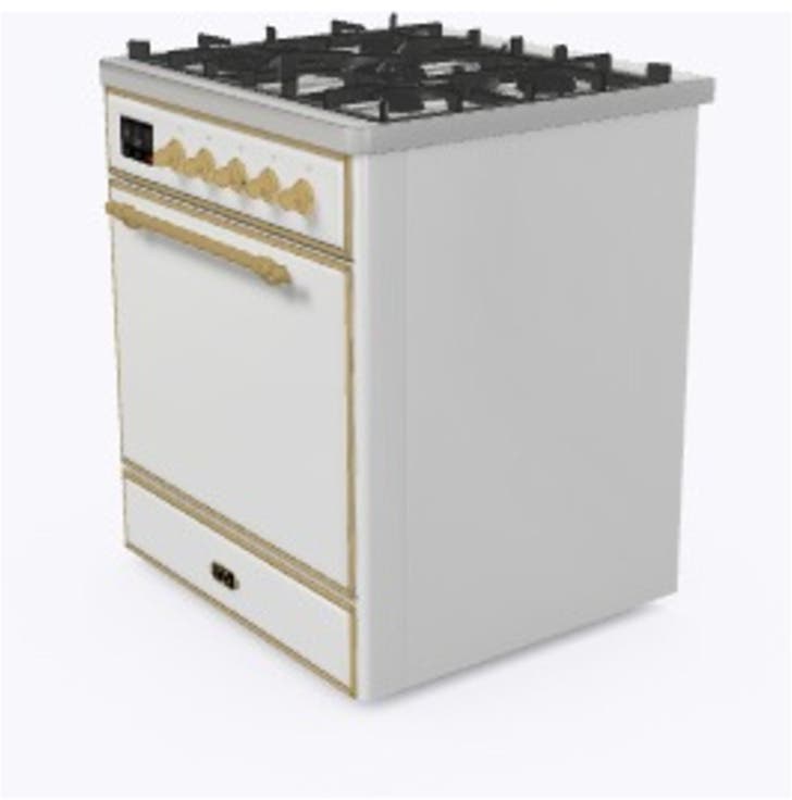 Ilve UM30DQNE3WHG Natural Gas In White W/ Brass Trim