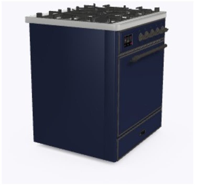Ilve UM30DQNE3MBB Natural Gas In Midnight Blue W/ Bronze Trim