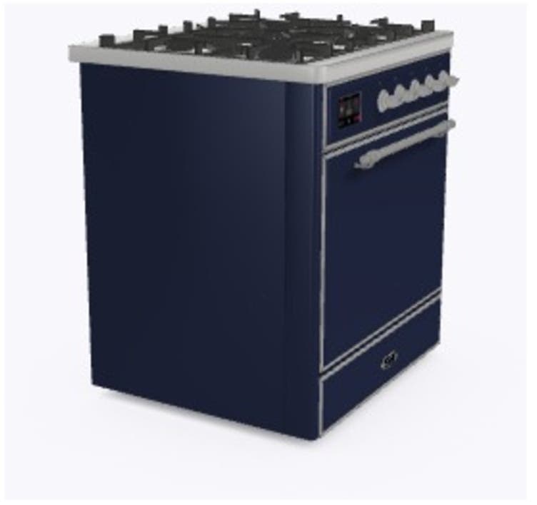 Ilve UM30DQNE3MBC Natural Gas In Midnight Blue W/ Chrome Trim