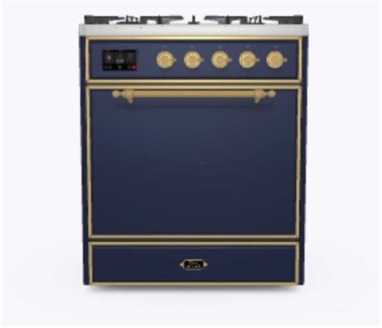 Ilve UM30DQNE3MBG Natural Gas In Midnight Blue W/ Brass Trim