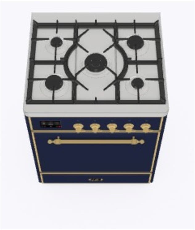 Ilve UM30DQNE3MBG Natural Gas In Midnight Blue W/ Brass Trim