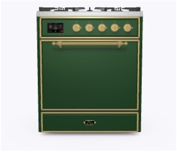 Ilve UM30DQNE3EGGLP Liquid Propane In Emerald Green W/ Brass Trim