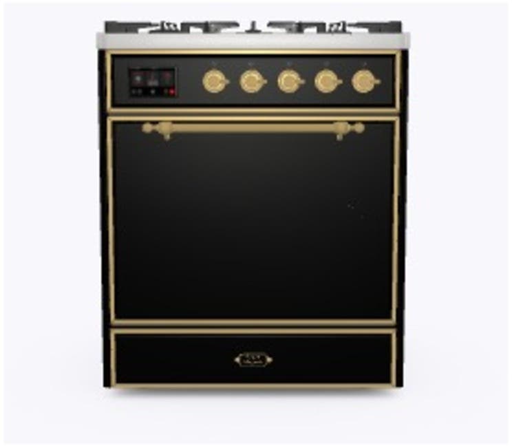 Ilve UM30DQNE3BKGLP Liquid Propane In Glossy Black W/ Brass Trim