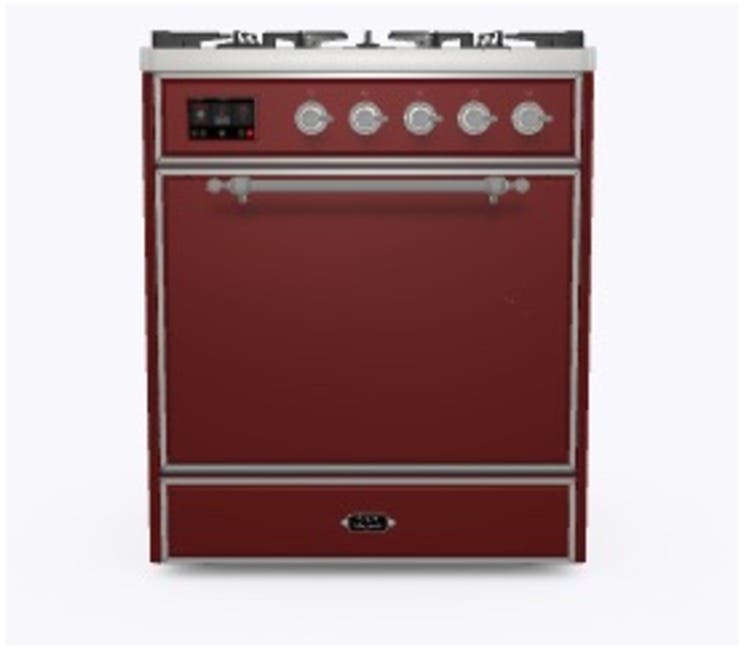 Ilve UM30DQNE3BUC Natural Gas In Burgundy W/ Chrome Trim