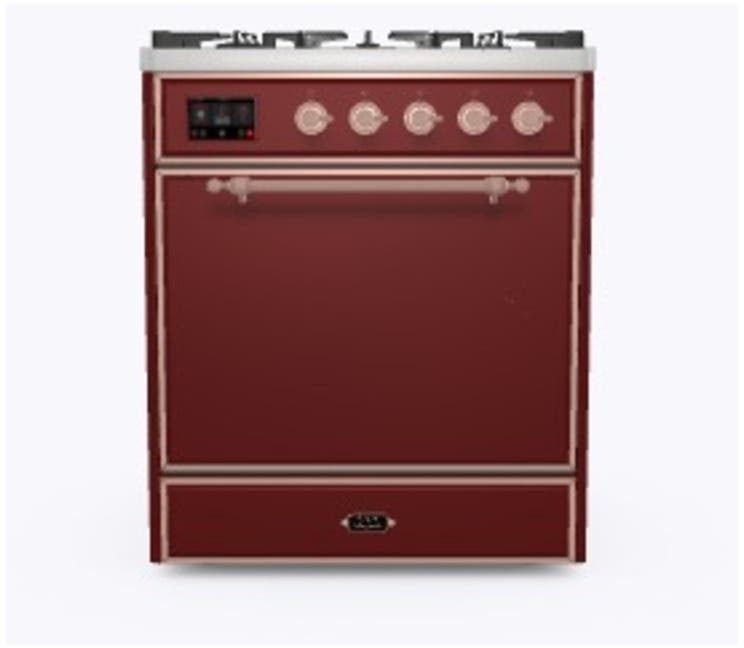 Ilve UM30DQNE3BUP Natural Gas In Burgundy W/ Copper Trim