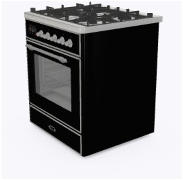 Ilve UM30DNE3BKCLP 30" Dual Fuel Freestanding Range w/ 5 Sealed Burne...