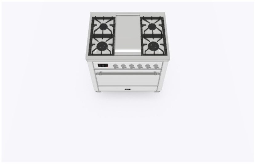 Ilve UM09FDQNS3WHC 36" Dual Fuel Freestanding Range w/ 6 Sealed Burne...