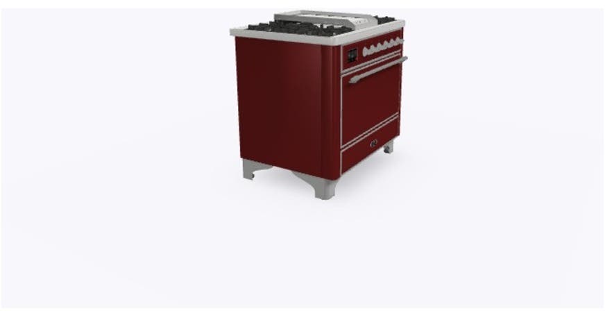 Ilve UM09FDQNS3BUCLP Liquid Propane In Burgundy W/ Chrome Trim