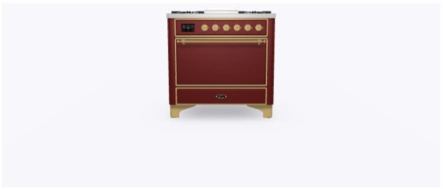 Ilve UM09FDQNS3BUG Natural Gas In Burgundy W/ Brass Trim
