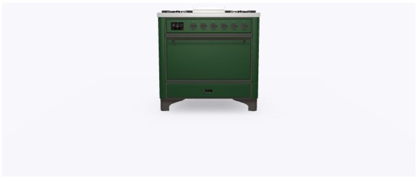 Ilve UM09FDQNS3EGB 36" Dual Fuel Freestanding Range w/ 6 Sealed Burne...