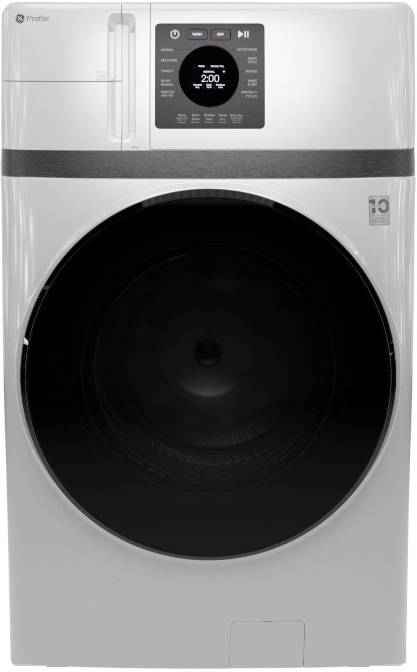 GE PFQ83HSLWWW GE Profile 4.6 Cu. Ft. Frontload All-In-One Washer...