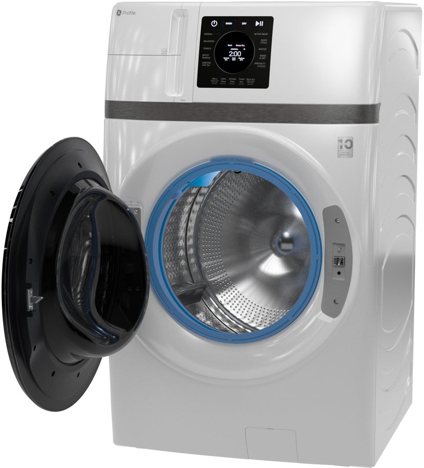 GE PFQ83HSLWWW GE Profile 4.6 Cu. Ft. Frontload All-In-One Washer...