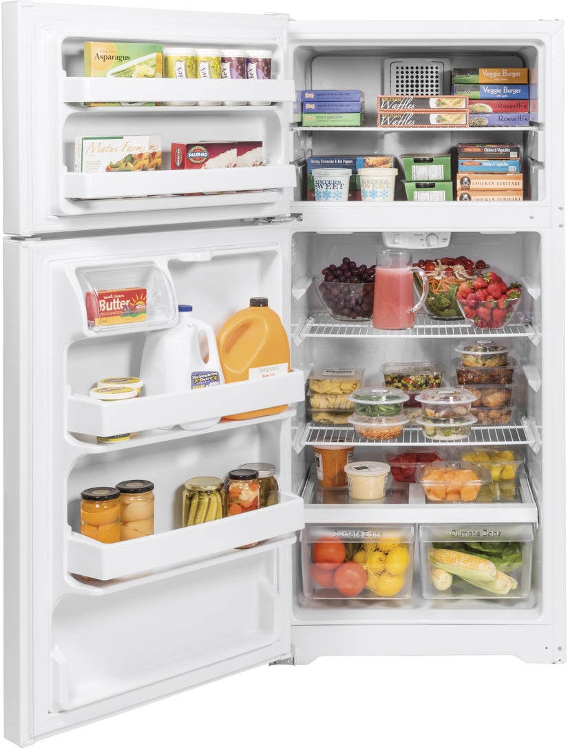 GE GTE16DTNLWW Top Freezer Refrigerator With Handle No Icemaker W...