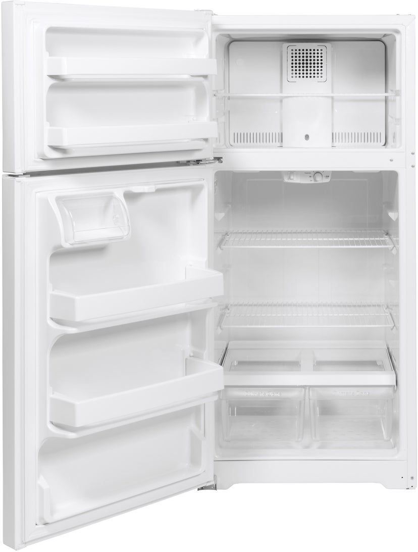 GE GTE16DTNLWW Top Freezer Refrigerator With Handle No Icemaker W...