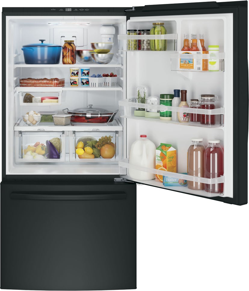 GE GDE25EGKBB 33 Inch Bottom Freezer Refrigerator with 24.8 Cu. ...