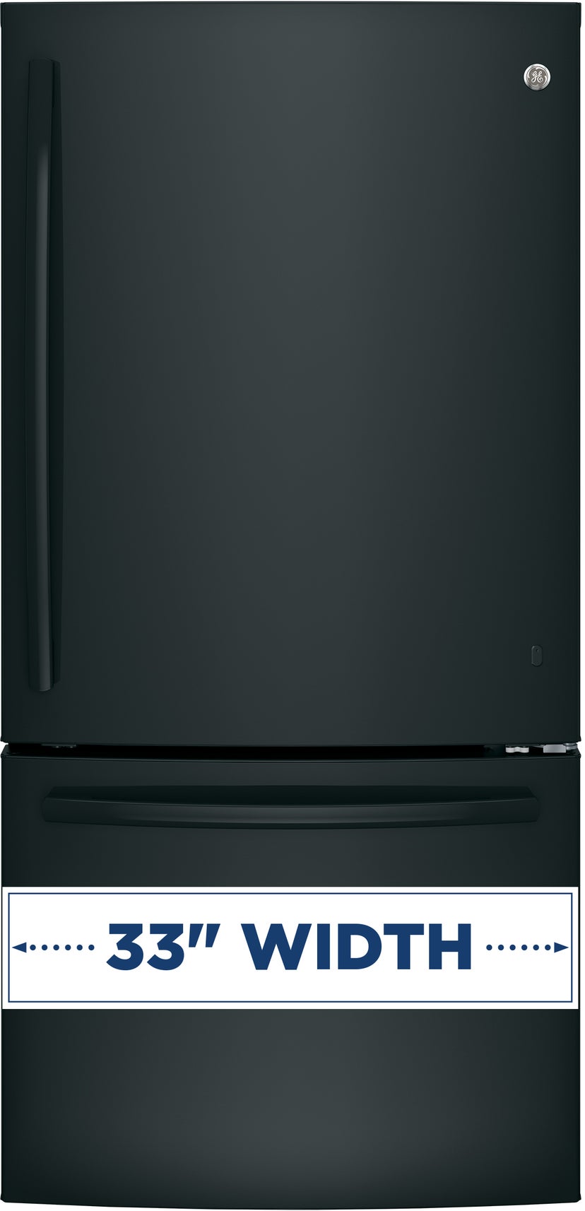 GE GDE25EGKBB 33 Inch Bottom Freezer Refrigerator with 24.8 Cu. ...