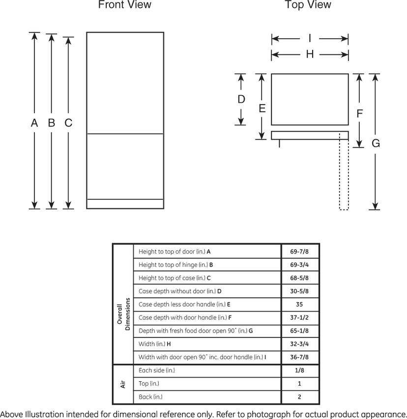 GE GDE25EGKBB 33 Inch Bottom Freezer Refrigerator with 24.8 Cu. ...