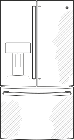 GE GFD28GYNFS 36 Inch, 27.7 Cu. Ft. Freestanding French Door Ref...