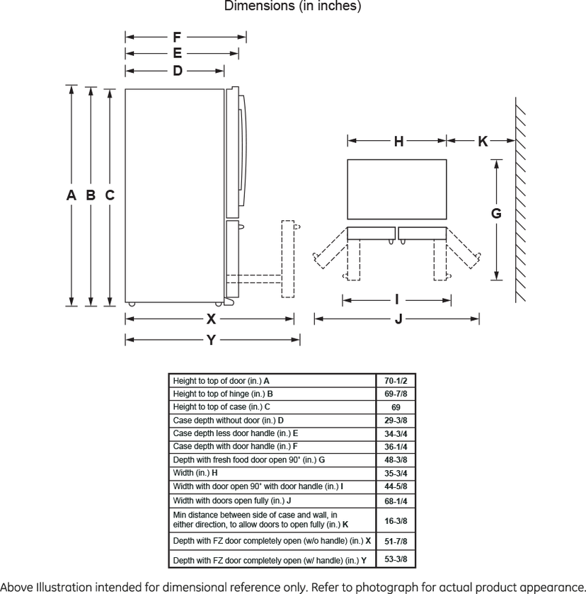 GE GFD28GYNFS 36 Inch, 27.7 Cu. Ft. Freestanding French Door Ref...