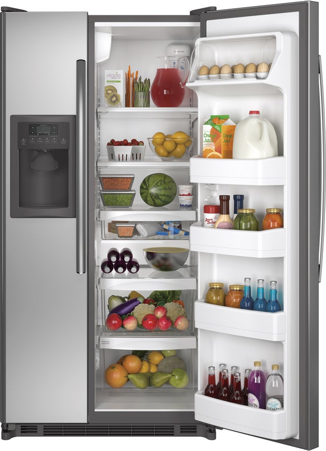 GE GSE22ESHSS 34 Inch Side-by-Side Refrigerator with 21.8 cu. ft...