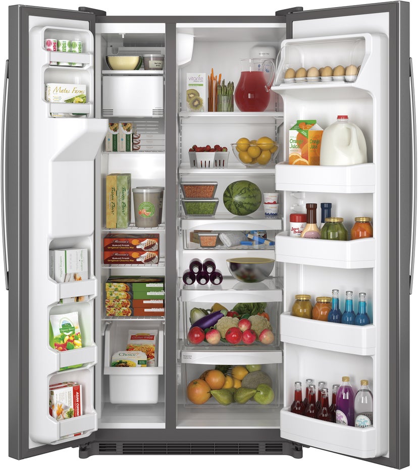 GE GSE22ESHSS 34 Inch Side-by-Side Refrigerator with 21.8 cu. ft...