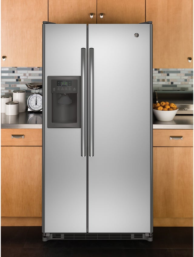 GE GSE22ESHSS 34 Inch Side-by-Side Refrigerator with 21.8 cu. ft...