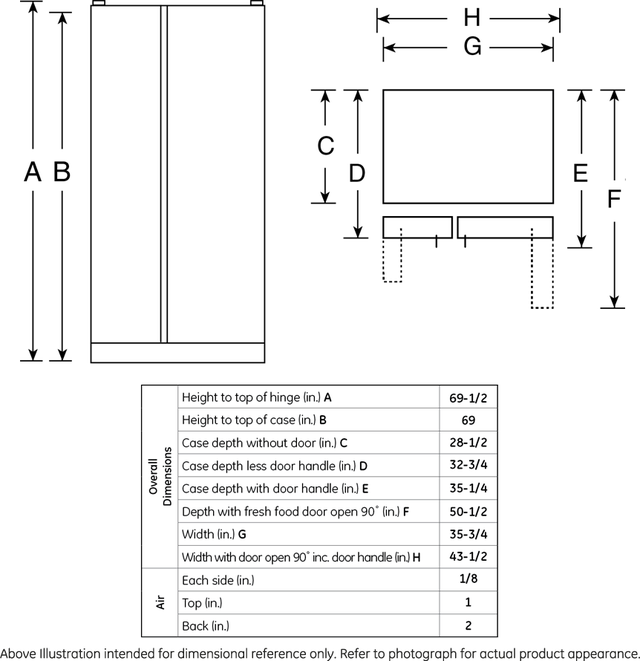 GE GSE25HSHSS 25.3 Cu. Ft. Freestanding Side by Side Refrigerato...