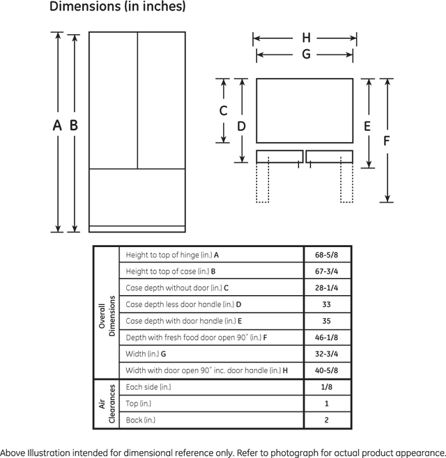 GE PFSF2MIYBB 22.2 cu. ft. French Door Refrigerator with 4 Adjus...