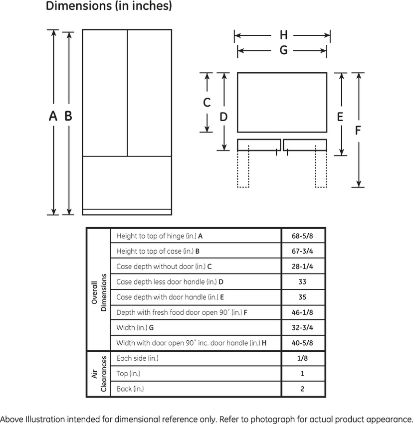 GE PFSF2MIYBB 22.2 cu. ft. French Door Refrigerator with 4 Adjus...