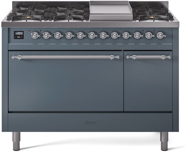 Ilve UP48FQNMPBGCLP Nostalgie 48 Inch Dual Fuel Range with 8 Sealed Bu...