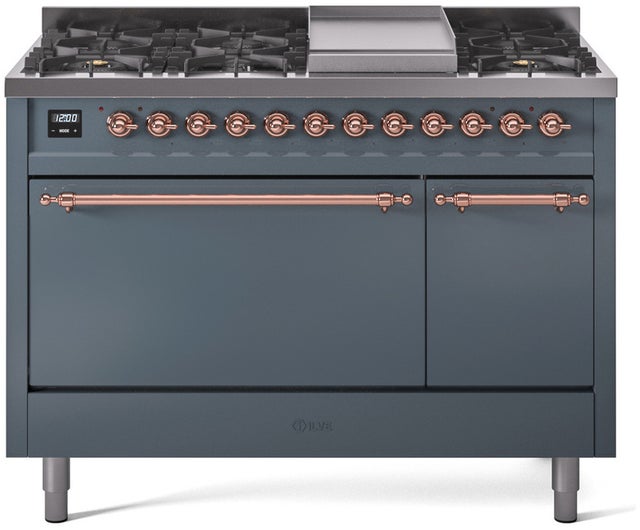 Ilve UP48FQNMPBGPLP Nostalgie 48 Inch Dual Fuel Range with 8 Sealed Bu...