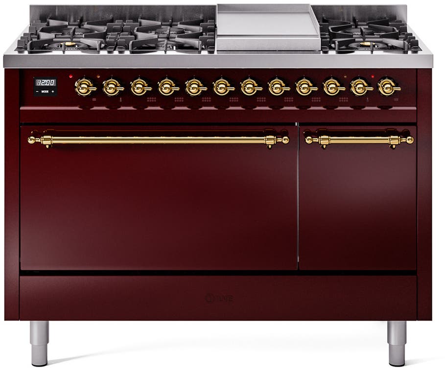 Ilve UP48FQNMPBUG Burgundy With Brass Trim