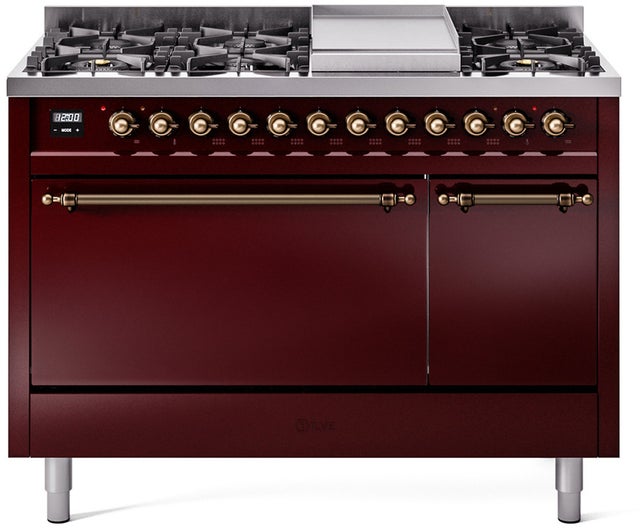 Ilve UP48FQNMPBUB Nostalgie 48 Inch Dual Fuel Range with 8 Sealed Bu...